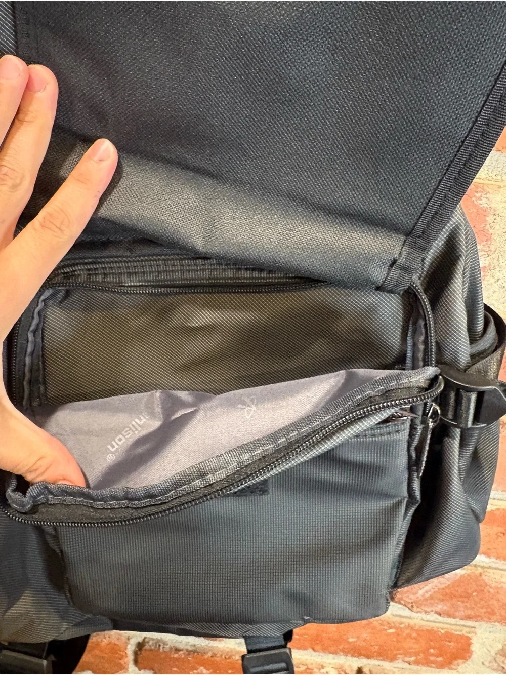 Vanlison Charcoal Grey Crossbody Sling Bag Backpack Multi Pocket Travel Daypack